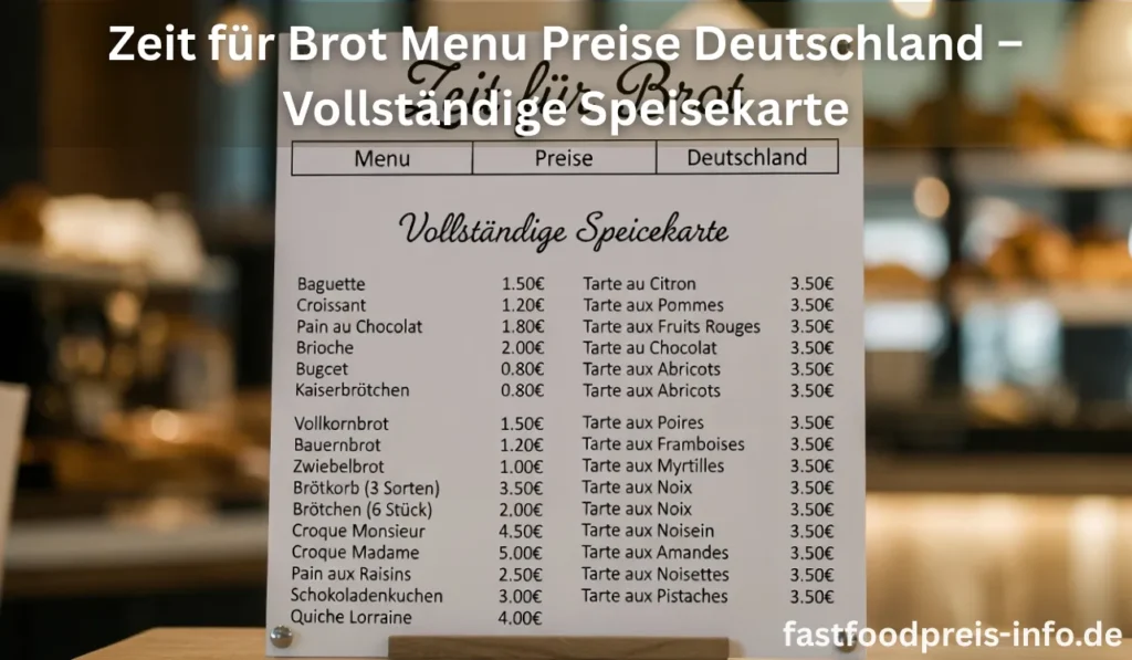 Zeit für Brot menü preis Deutschland
